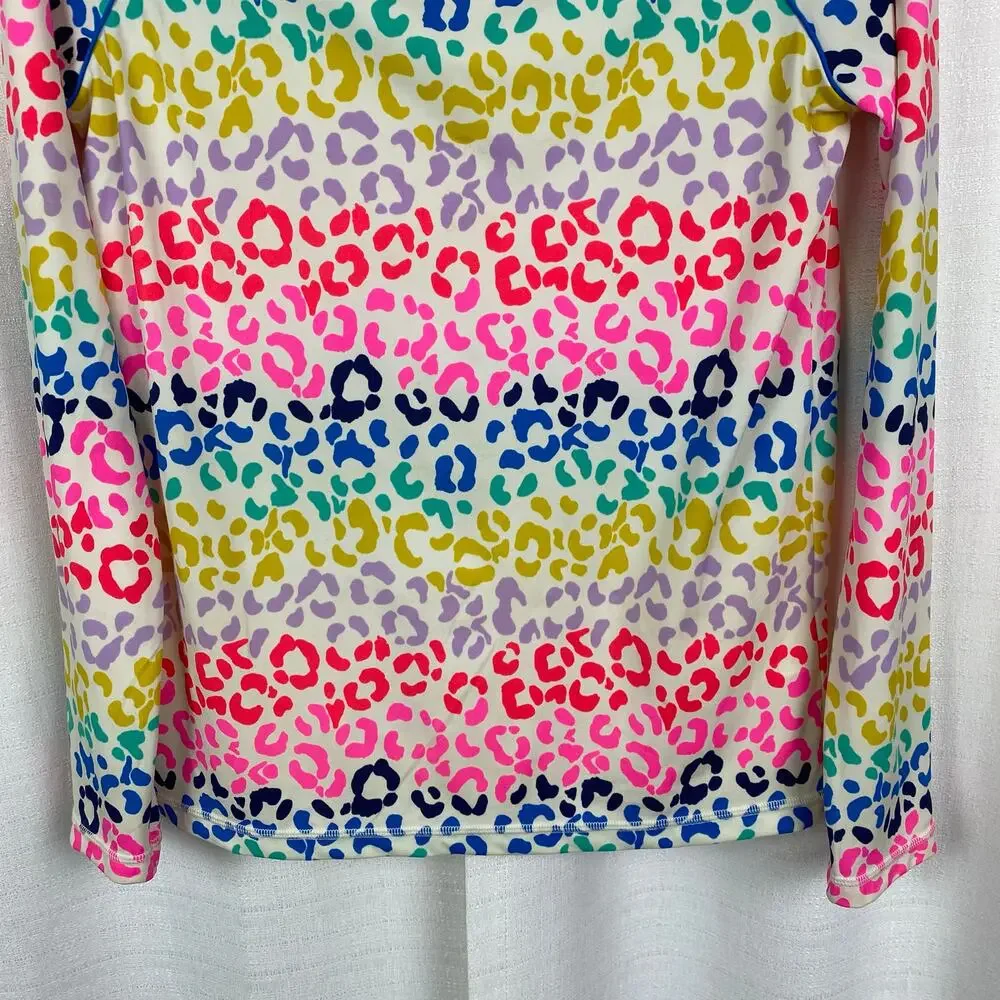 Boden Mini Boden Girls Rainbow Leopard Print Rash Guard Sz.15-16Y